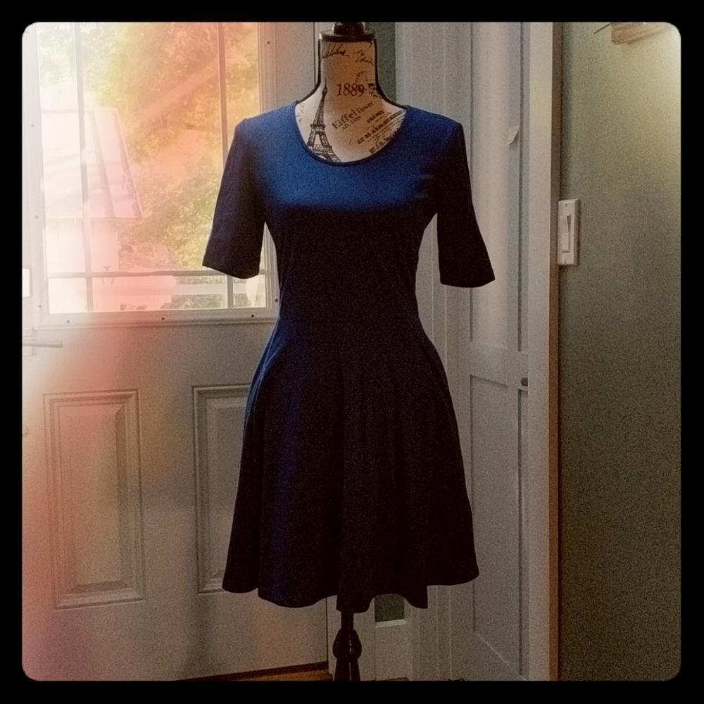 Blue short sleeve dress with pockets small Gap